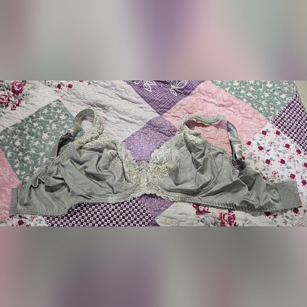 Chic Lace Accent Gray Bra